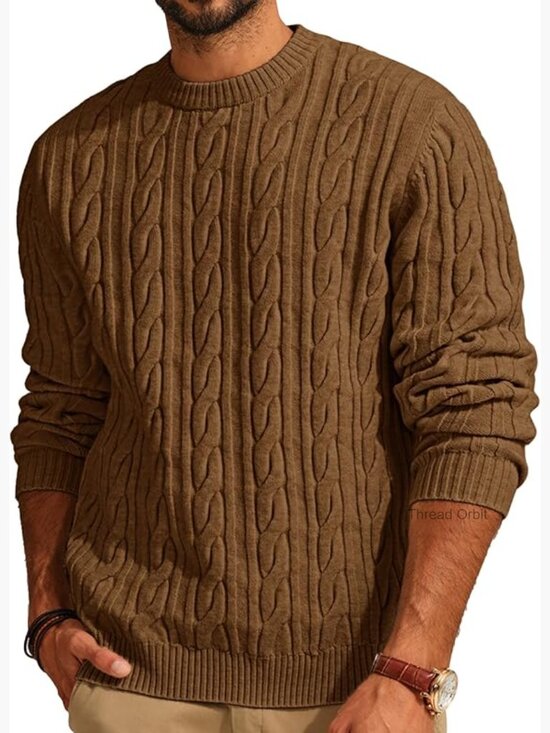 Other - Mens Cable Knit Pullover Sweater Crewneck Long Sleeve Textured Casual